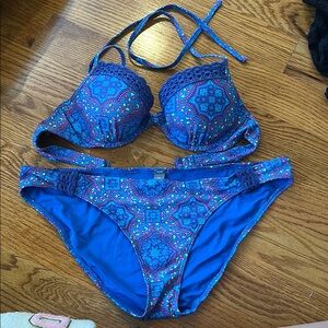 Aerie Blue and Purple Paisley Bikini